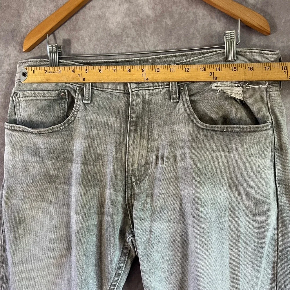 Levi's 512 Slim Taper Jeans Mens 34x34 Grey Distressed Ripped Denim Casual‎